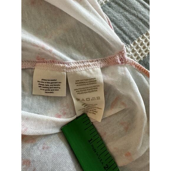 Free People Sheer Floral Tourist Tee T-shirt Oversized Large Pink Orange Flowers - Picture 5 of 8